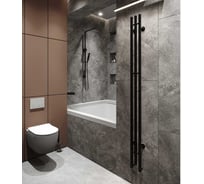 Водяной полотенцесушитель GUARDO STRETTO 1500x140 с 3 перекладинами черный матовый RAL 9005  STRETTO 1514 R9005(М)