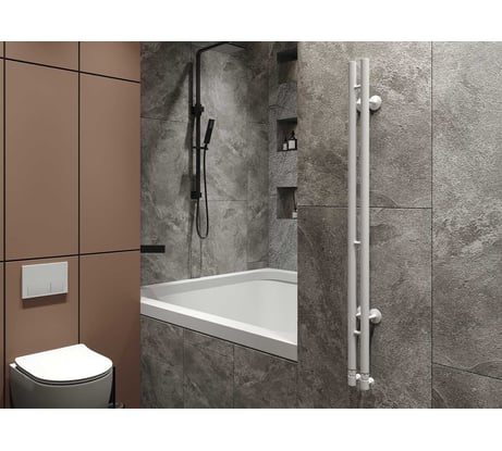 Водяной полотенцесушитель GUARDO STRETTO 1200x85 с 2 перекладинами белый матовый RAL 9016 STRETTO 1285 R9016(М)