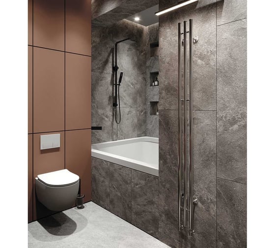 Водяной полотенцесушитель GUARDO STRETTO 1500x140 с 3 перекладинами хромированный  STRETTO 1514 CH 1
