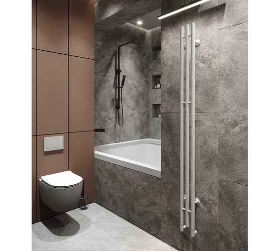 Водяной полотенцесушитель GUARDO STRETTO 1800x140 с 3 перекладинами белый матовый RAL 9016  STRETTO 1814 R9016(М)