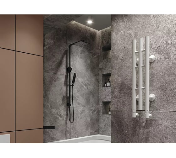 Водяной полотенцесушитель GUARDO STRETTO 1200x140 с 3 перекладинами белый матовый RAL 9016  STRETTO 1214 R9016(М) 1