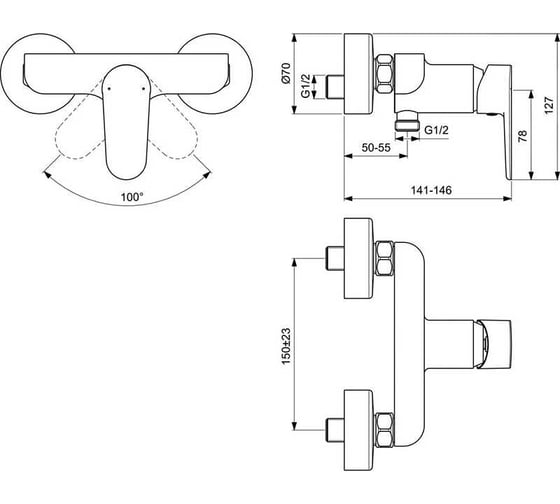 Смеситель для душа Standard TYRIA однорукоятковый, хром Ideal BC156AA