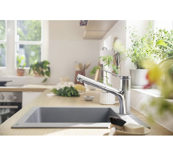 Кухонный смеситель HANSGROHE HG Zesis M33 однорычажный, 150 с вытяжным душем, 2jet, sBox lite 74803000