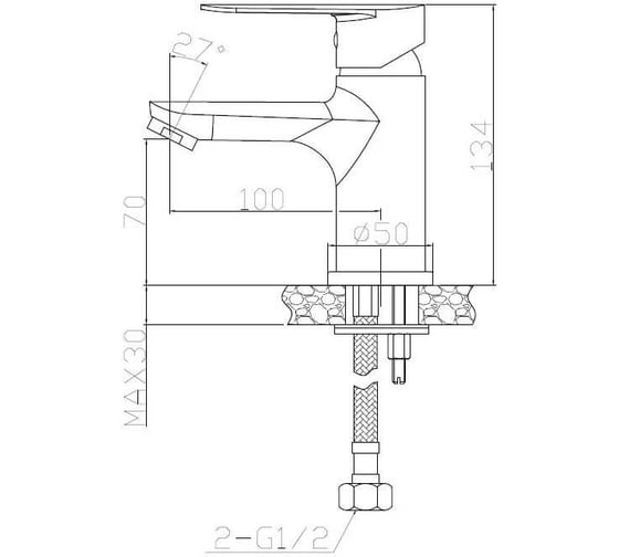 Смеситель для умывальника AV Engineering латунь, D35, шпилька AVLAN1-A277-216