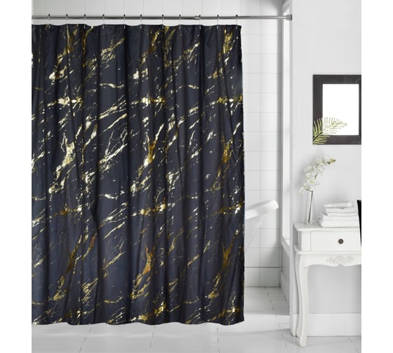 Штора для ванной Arya Home brock 180x180 см черный 8680943228994