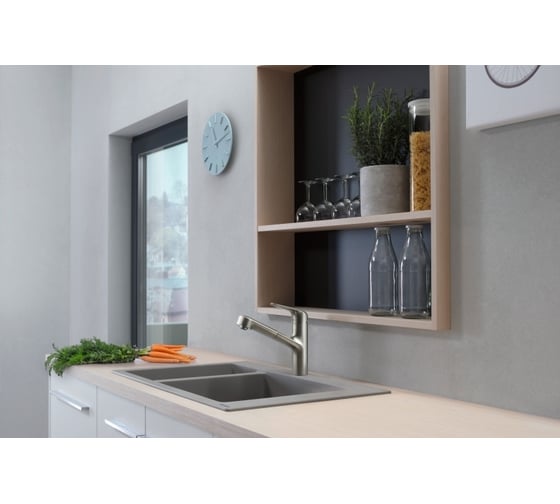 Кухонный смеситель HANSGROHE HG Focus M42 однорычажный, 150, с вытяжным изливом, 1jet 71814800