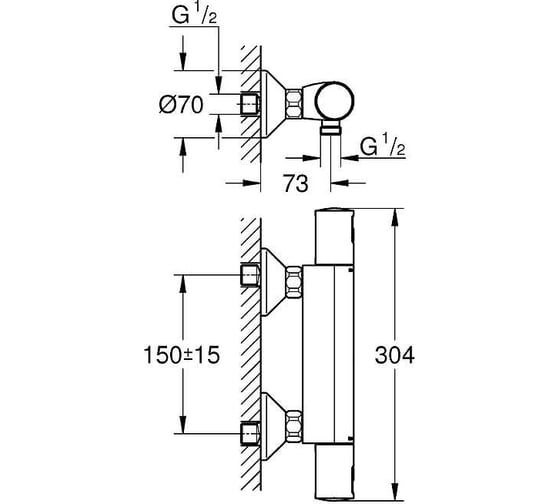 Термостатический смеситель для душа GROHE Precision Start, хром 34594000