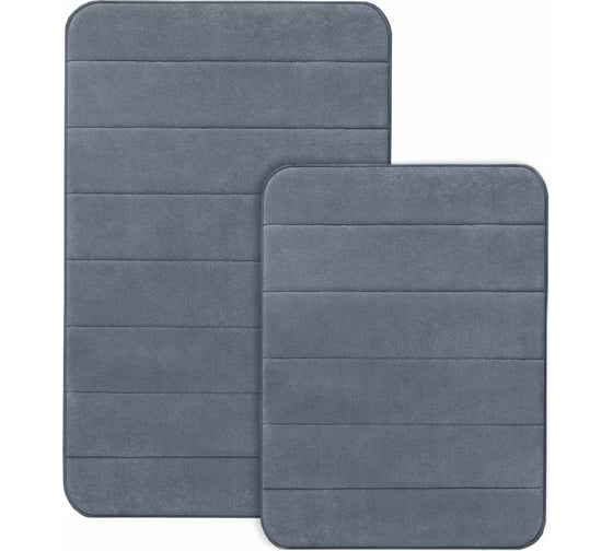 Комплект ковриков LAIMA Home Memory effect для ванной 50x80 см и туалета 40x60 см, темно-серый 608448 1
