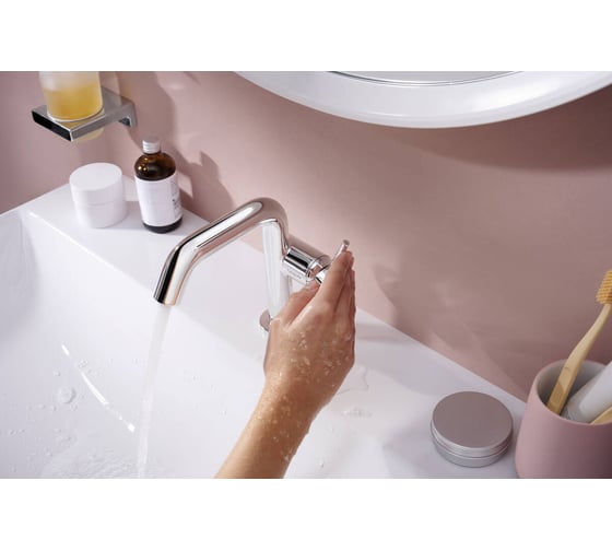 Смеситель для раковины Hansgrohe Tecturis S однорычажный, Fine 110 CoolStart с клапаном push-open, хр 73320000