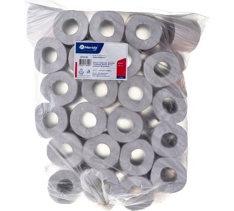 Туалетная бумага Merida 1-слойная со втулкой, бытовая, белая 52м, 48 шт БТБ04