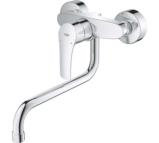 Смеситель для кухонной мойки Grohe Eurosmart настенный монтаж, вынос излива 276 мм, хром 32224003