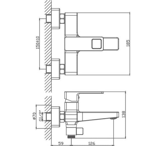 Смеситель для ванны Haiba черный HB60615-7 00304556