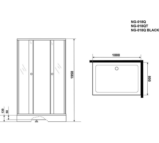 Душевой уголок NIAGARA NG-018-14Q 100x80x195 поддон 13см, стекло мат, 2 места 0181422Q 00324427