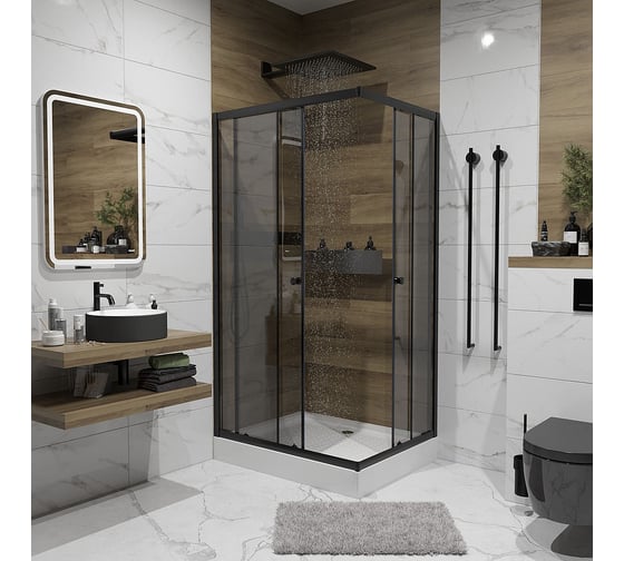 Душевой уголок NIAGARA NG-018-14QT 100x80x195 поддон 13см, стекло тонированное, 2 места 0181432QT 00324431