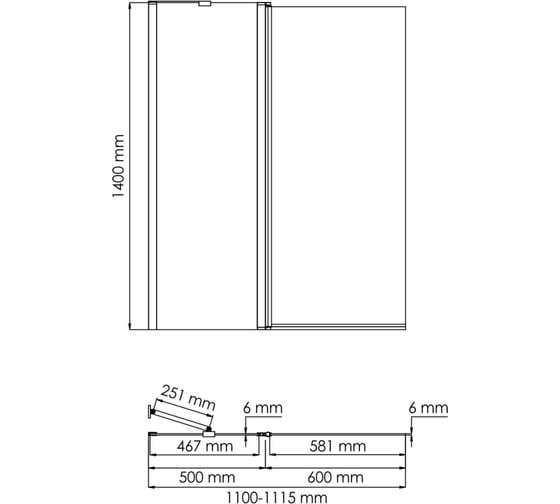 Стеклянная шторка WasserKraft Salm fixed 27P02-110