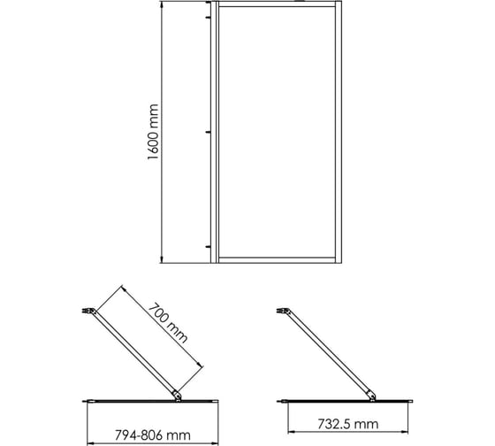 Стеклянная шторка WasserKraft Abens 20w01-80 matt black fixed 20W01-8MB