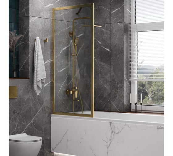 Стеклянная шторка WasserKraft Abens 20w01-80 brushed gold fixed 20W01-80BG