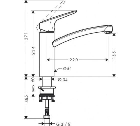 Смеситель для кухни HANSGROHE Logis 71832000 00000040624