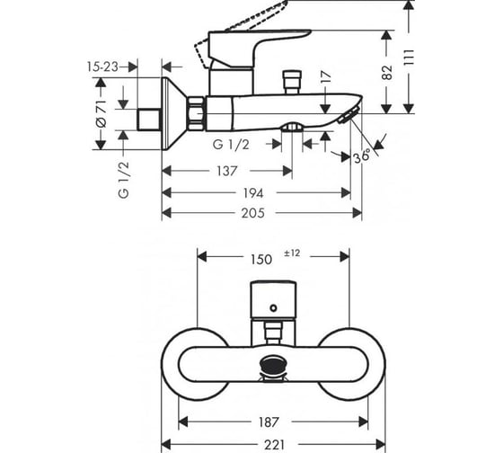 Смеситель для ванны HANSGROHE Talis E 71740000 00000043909