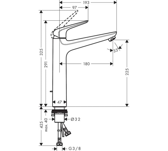 Смеситель для раковины HANSGROHE Novus 230 71123000 00000057791