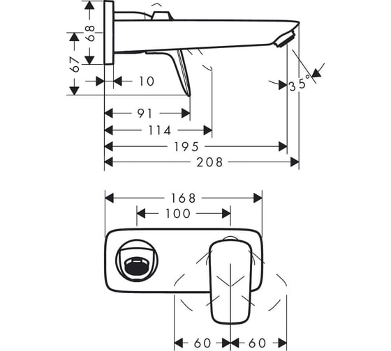 Смеситель для раковины HANSGROHE Logis внешняя часть 71220000 00000035191