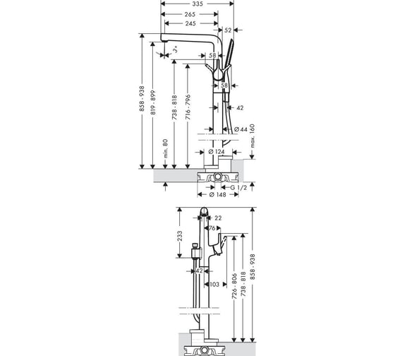 Напольный смеситель для ванны HANSGROHE Talis S 72412000 00000044197