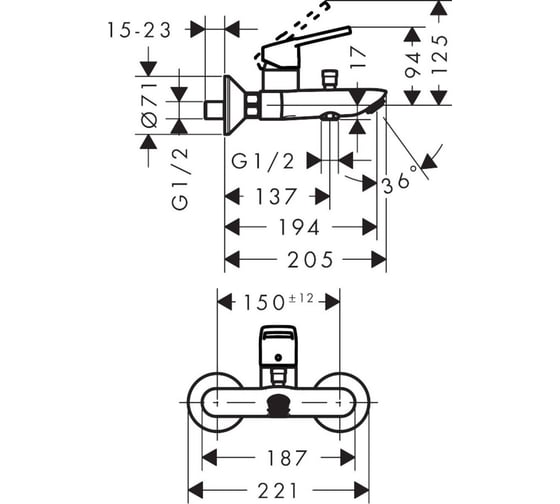 Смеситель для ванны HANSGROHE Logis Loop 71244000 00000053957