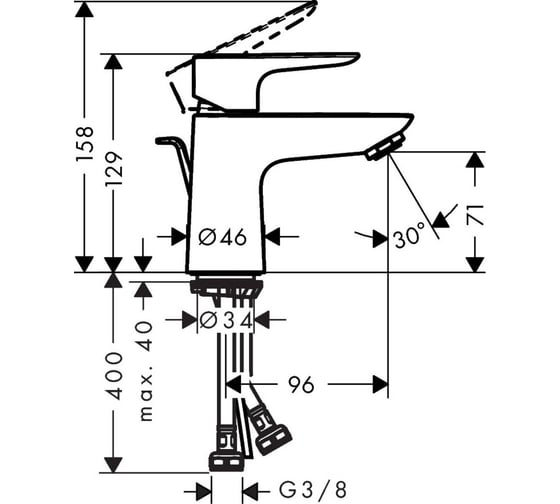 Смеситель для раковины HANSGROHE Talis E 80 71700000 00000044170