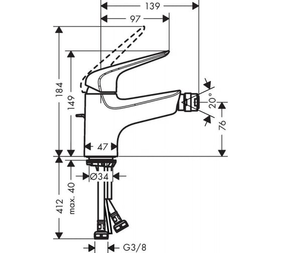 Смеситель для биде HANSGROHE Novus 70 71142000 00000057796