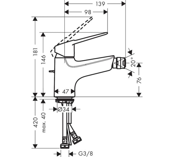 Смеситель для биде HANSGROHE Novus Loop 70 71233000 00000057802