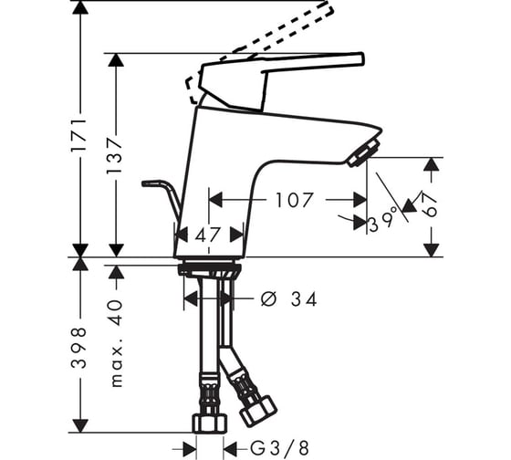 Смеситель для раковины HANSGROHE Logis Loop 70 71150000 00000053954