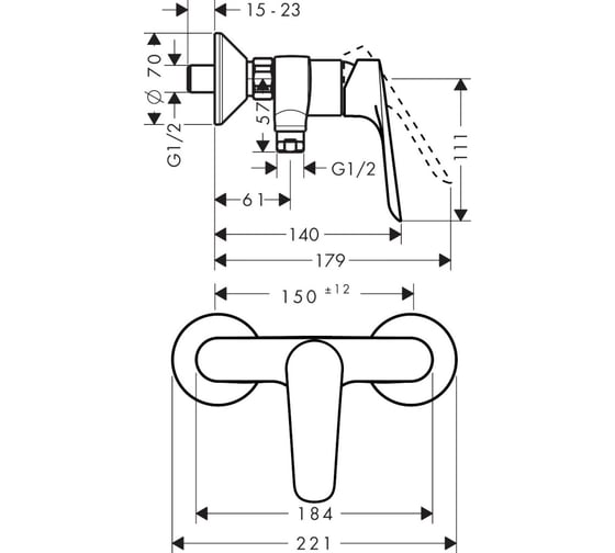 Смеситель для душа HANSGROHE Logis E 71602000 00000053016
