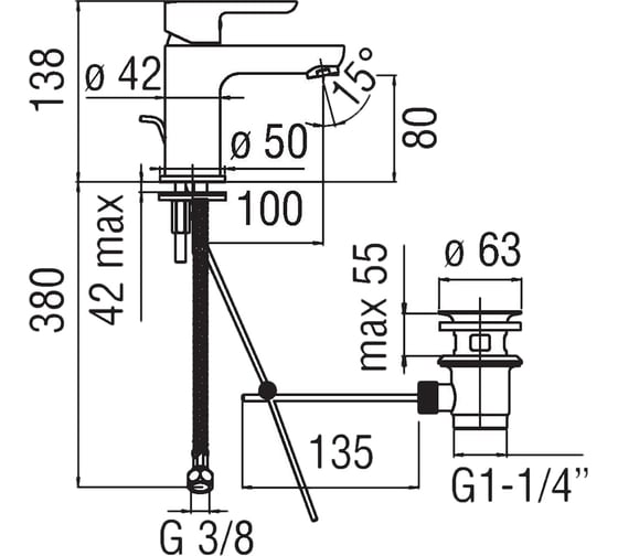 Смеситель для раковины NOBILI ABC AB87118/1CR 00000035640