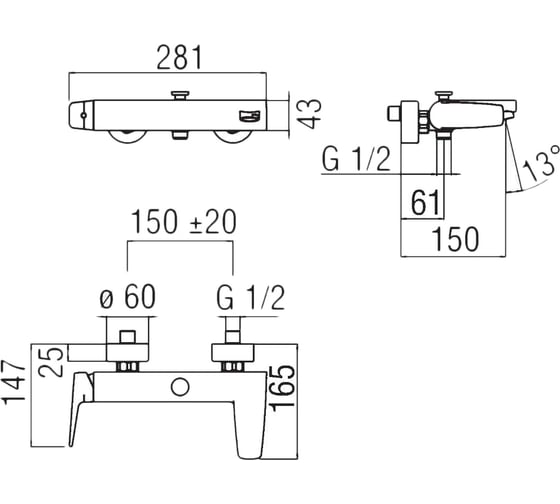 Смеситель для ванны NOBILI NOBI NB84110/1CR 00000035632