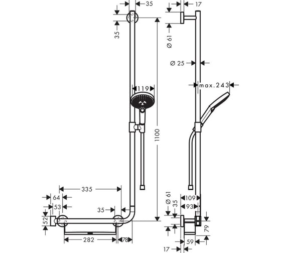 Душевой набор Hansgrohe Raindance Select S 120/Unica Comfort R 1.1 м, белый/хром 26326400 00031518