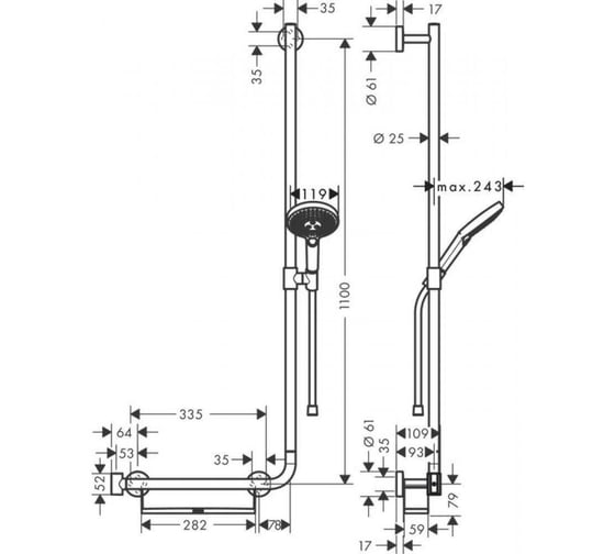 Душевой набор Hansgrohe Raindance Select S 120 /Unica Comfort 1.1 м 26326000 00032199