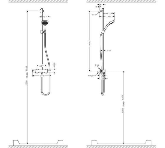 Душевой набор с термостатом Hansgrohe Croma Select E 27248400 00044575