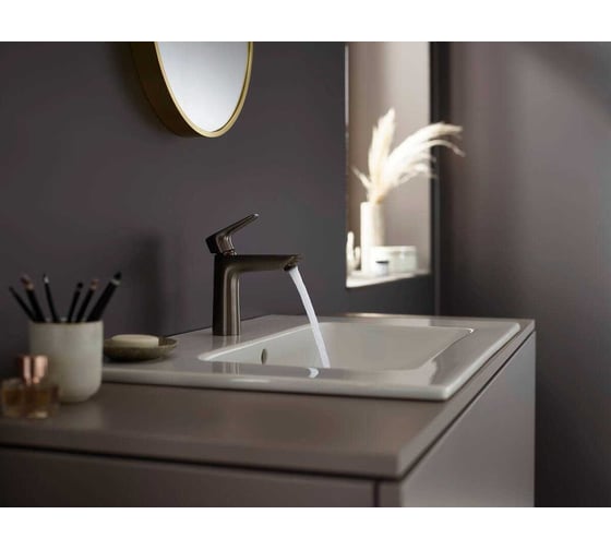 Смеситель для раковины Hansgrohe Talis E 110, однорычажный, без сливного гарнитура, шлифованный черный хром 71712340 00068394