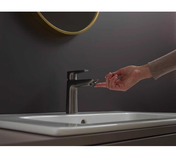 Смеситель для раковины Hansgrohe Talis E 110, однорычажный, без сливного гарнитура, шлифованный черный хром 71712340 00068394