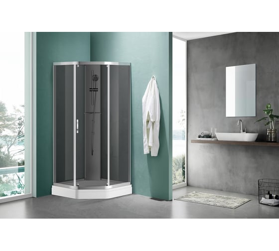 Душевая кабина Azario DENVER 900х900х(2000+150), серое стекло 4 м, с покрытием Easy Clean, профиль хром AZ-N10806 00078854