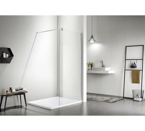 Душевая перегородка Azario CHICAGO Walk-in 1200х1950, прозрачное стекло 8 мм, Easy Clean, кронштейн 1000 мм,профиль серебро AZ-NAR6310 00078859