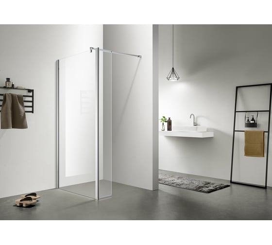 Душевая перегородка Azario CHICAGO Walk-in прозрачное стекло 8 мм, Easy Clean, подвижная доп. перегородка 50 см, профиль серебро AZ-NAR6321 00078863