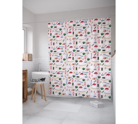 Штора для ванной JOYARTY "Настроение праздника" sc_427878 1