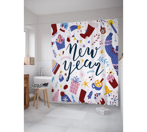 Штора для ванной JOYARTY "С Новым Годом" sc_427894 1