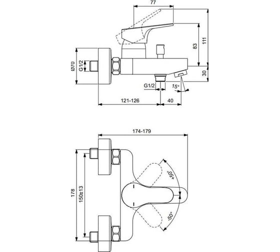 Смеситель для ванны/душа Ideal Standard CERABASE 00083000