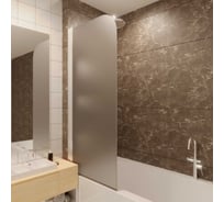 Стеклянная шторка на ванну FIXATOP 1400x600, поворотная, профиль хром матовый, стекло сатин MGSHCU1400600TURNCHRMMTSAT