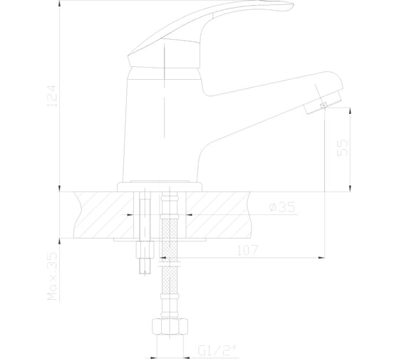 Одноручный смеситель для умывальника Decoroom монолитный DR68011