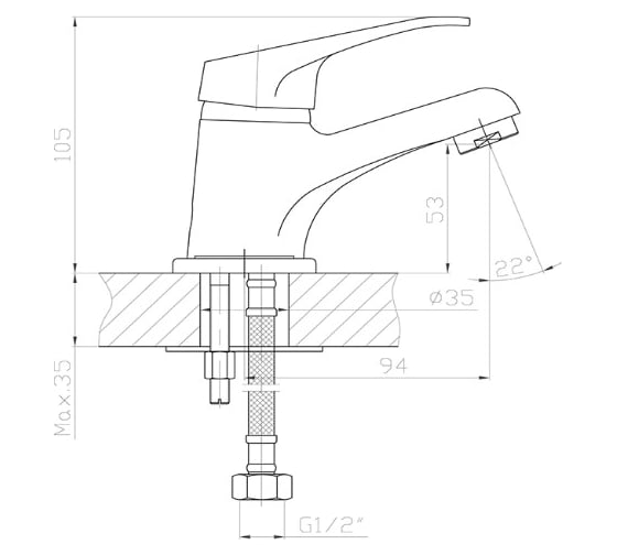 Одноручный смеситель для умывальника Decoroom монолитный DR37011