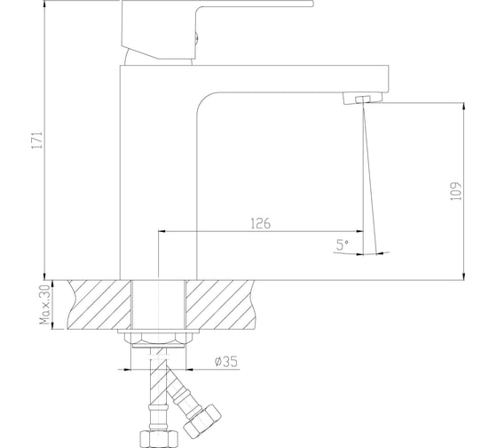 Одноручный смеситель для умывальника Decoroom монолитный DR36011