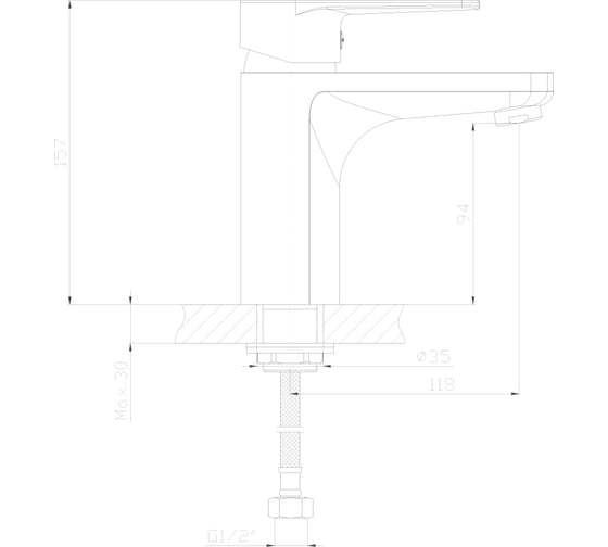 Одноручный смеситель для умывальника Decoroom монолитный DR69011